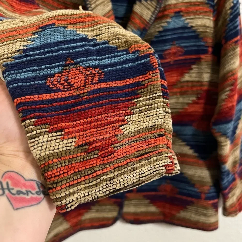Vintage Coldwater Creek Bohemian Aztec Southwestern Blanket Jacket Size Petite S